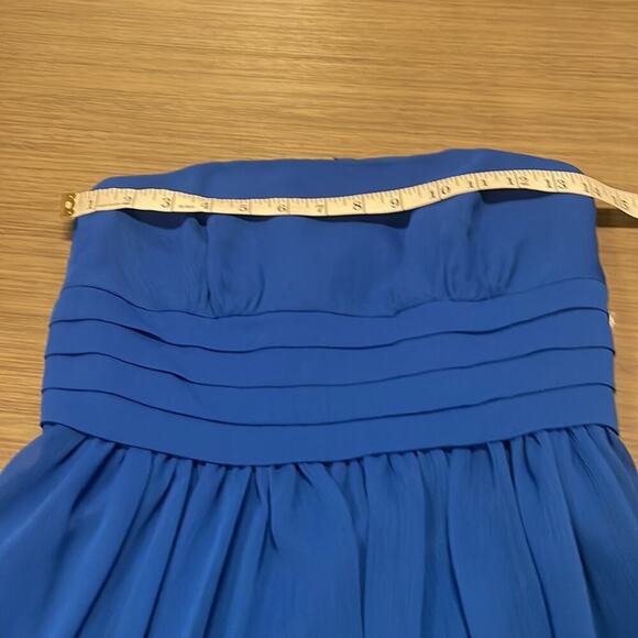 David’s Bridal Bright Blue Short Strapless Pleated Dress Size 4 - Picture 8 of 9